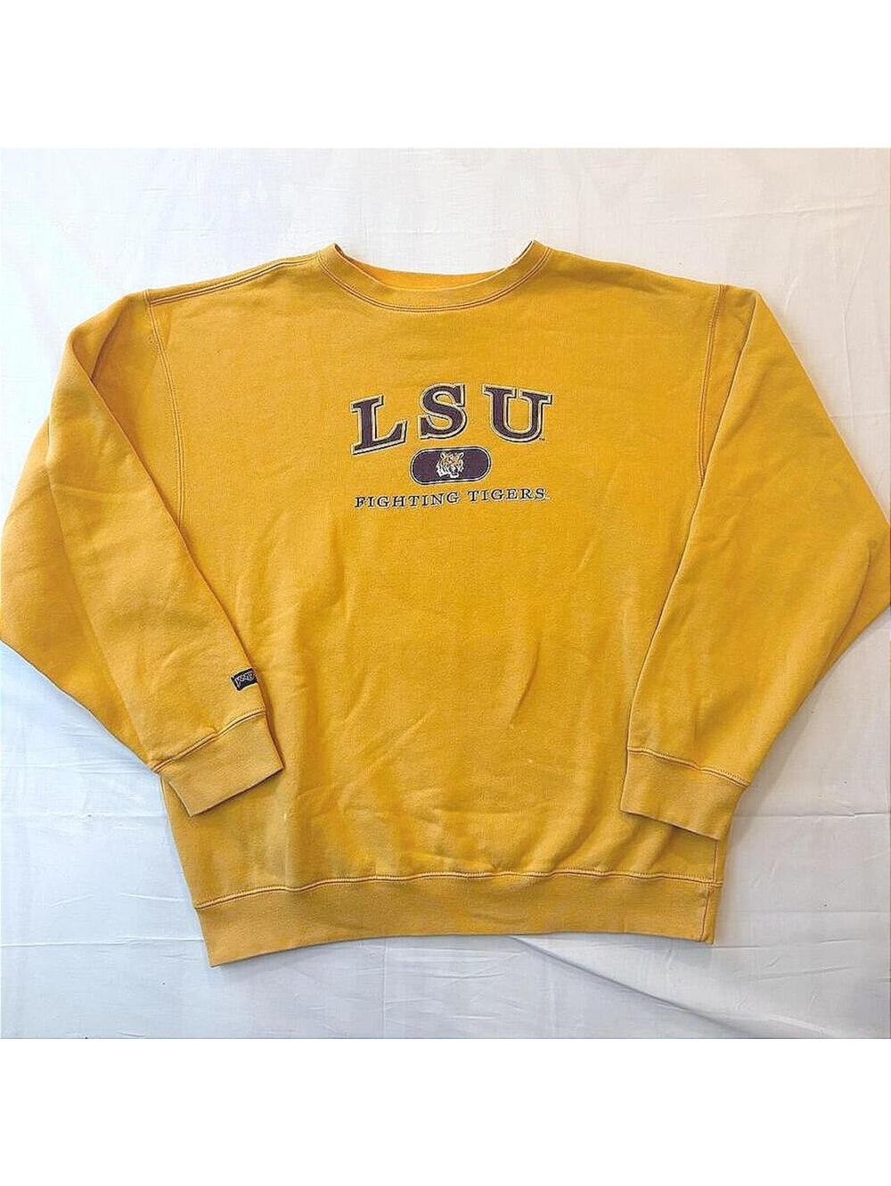 Vintage 90s JanSport LSU Fighting Tigers Sweatshirt Men's L/XL Gold Purple